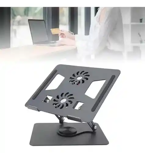Soporte Portatil Tablet Aluminio Plegable Laptop Stand 2 Ventiladores