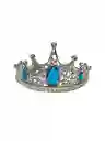 Corona Diadema Princesa Plateada Con Piedras Azul Hora Loca Carnaval Halloween Ref 0215