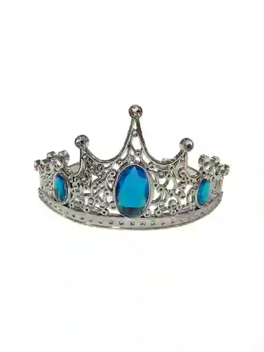 Corona Diadema Princesa Plateada Con Piedras Azul Hora Loca Carnaval Halloween Ref 0215