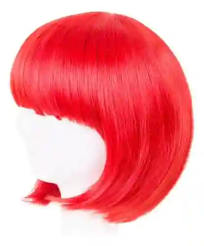 Peluca Corta Lisa Roja Para Fiesta Para Hora Loca, Halloween, Carnaval