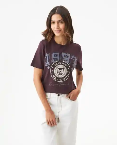 Camiseta Graphic Morado Sombrío Ultraoscuro Talla XS Chevignon