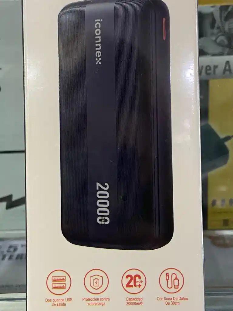 Power Bank Portatil 20000 Mah Carga Celular Tablet Ipad Entre 3 -4 Veces - Led Iconnex