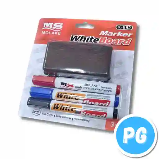 Carton Marcadores Ms Borrables X3 Unds Con Borrador Tablero