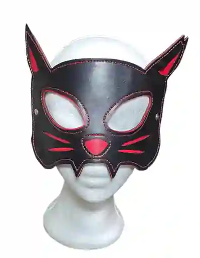 Antifaz De Gato Rojo Con Negro