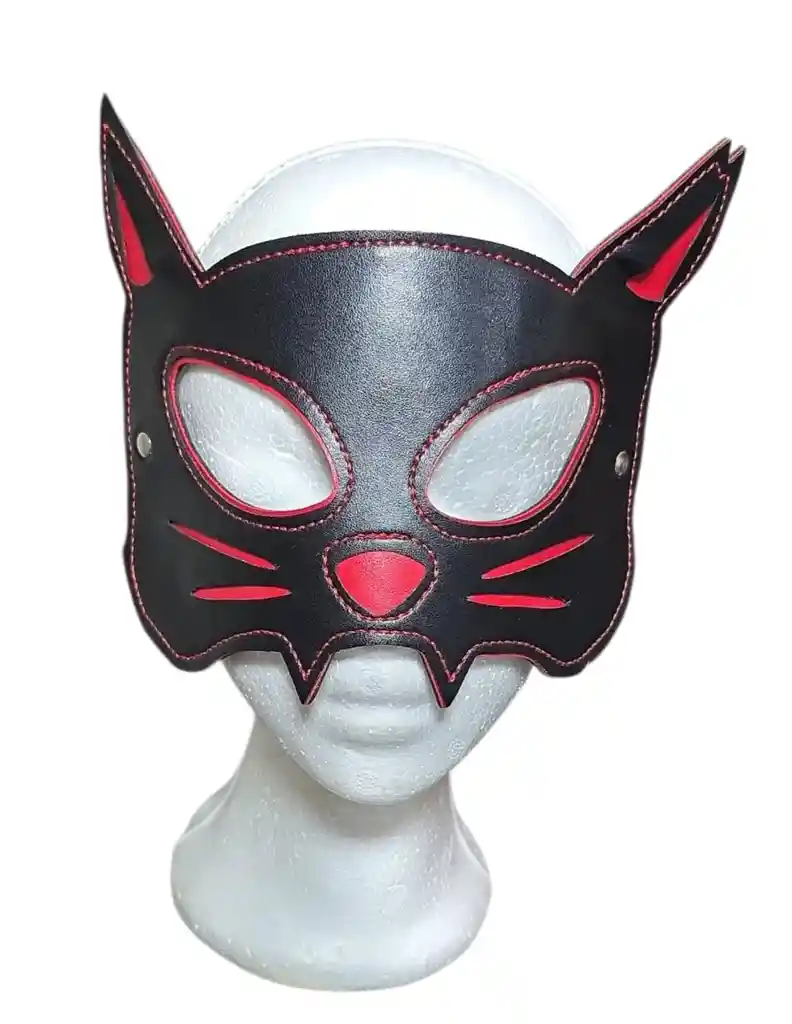 Antifaz De Gato Rojo Con Negro