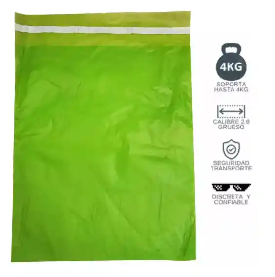 100 Bolsa Verde 40x30 Seguridad Lisa Mensajeria O Ecommerce