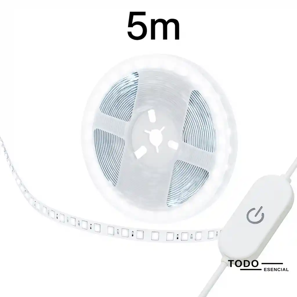 Cinta Led Blanca Fría 5 Metros Con Usb