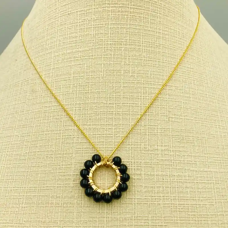 Collar Dalia Con Piedras Obsidiana