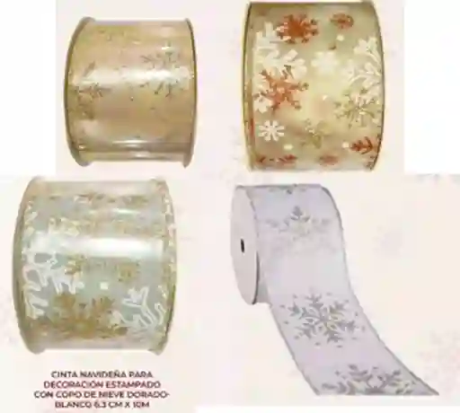 Cinta Navidad Escarchada 6.3cmx10m Tonos Claros