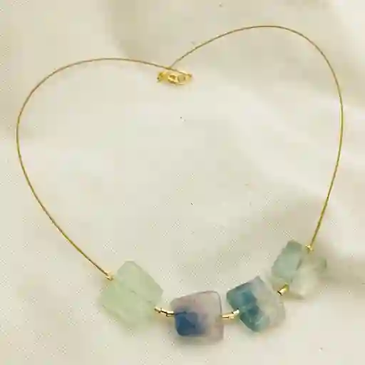 Collar Cuadrados De Pieda Fluorita