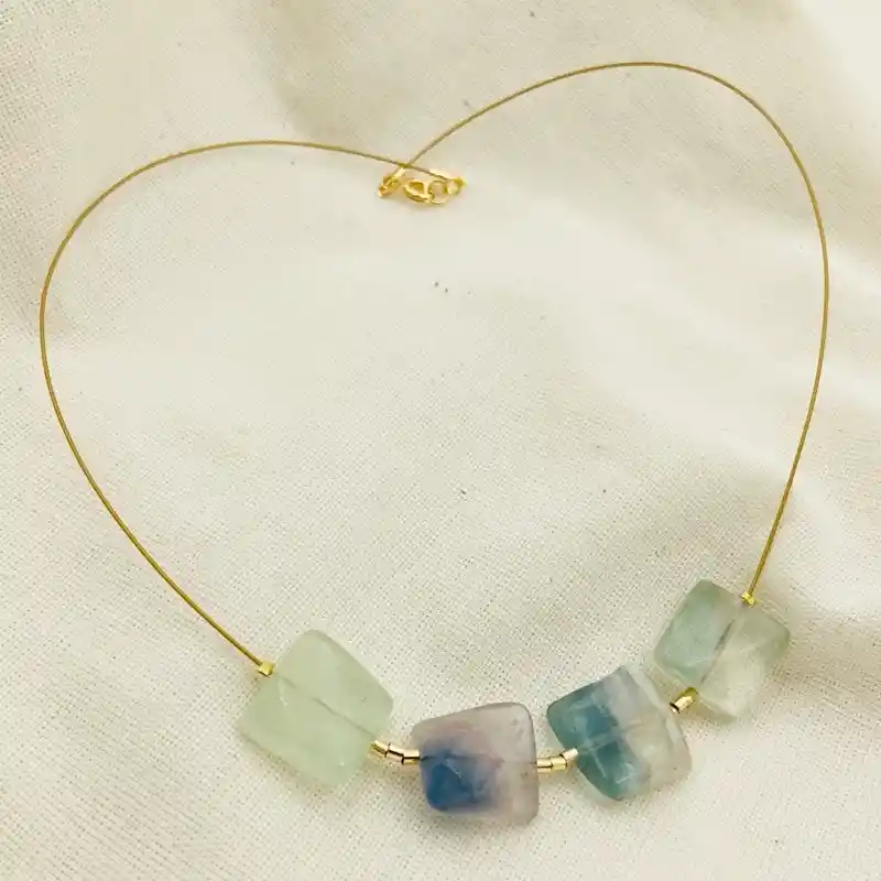 Collar Cuadrados De Pieda Fluorita