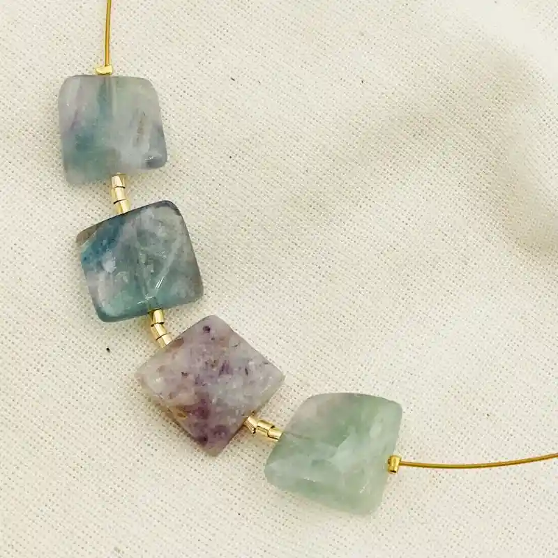 Collar Cuadrados De Pieda Fluorita