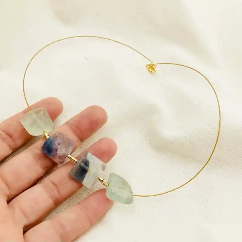 Collar Cuadrados De Pieda Fluorita