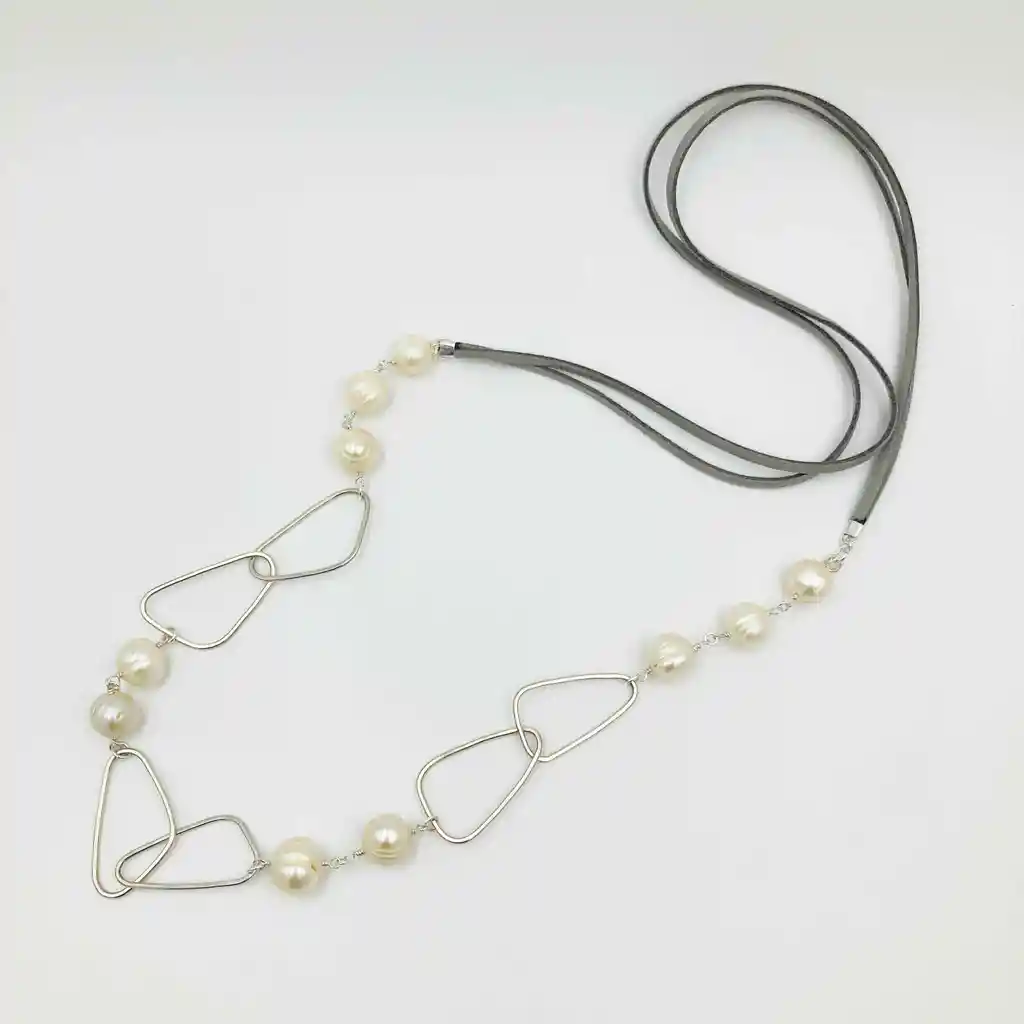 Collar Perlas Y Argollas De Plata