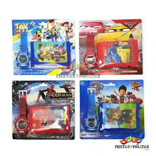 Reloj Digital Mas Billetera De Personaje Para Niño