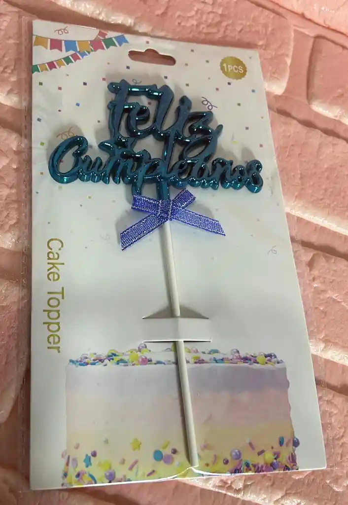 Topper Toppers Feliz Cumpleaños Metalizado Azul