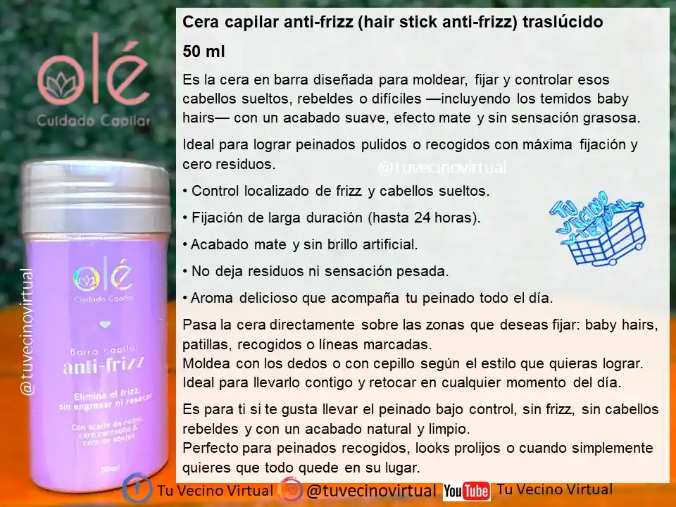 Cera Capilar Anti-frizz Traslúcido Ole 50 Ml