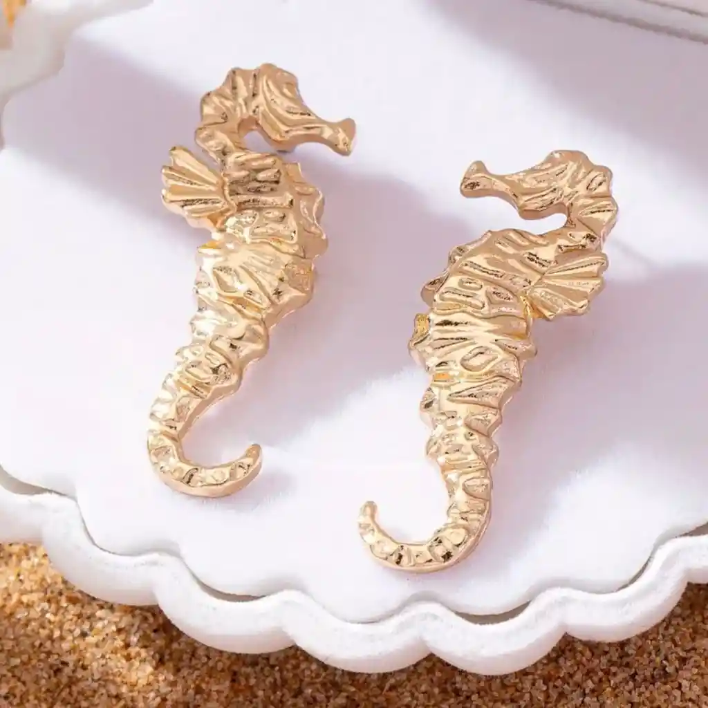 Aretes Caballito De Mar Dorado