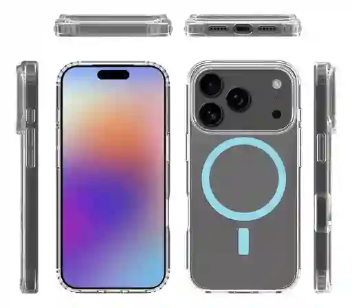 Estuche Transparente Magsafe Iphone 17 Pro Azul Claro