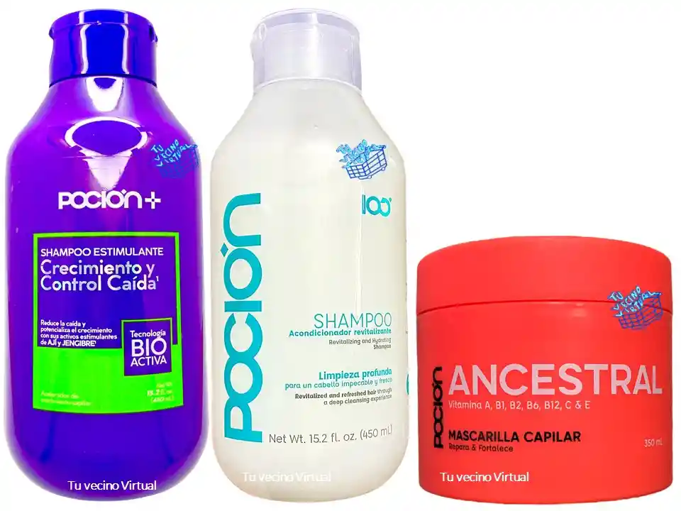 Shampoo Crecimiento + Shampoo Poción Y Mascarilla Ancestral Pocion