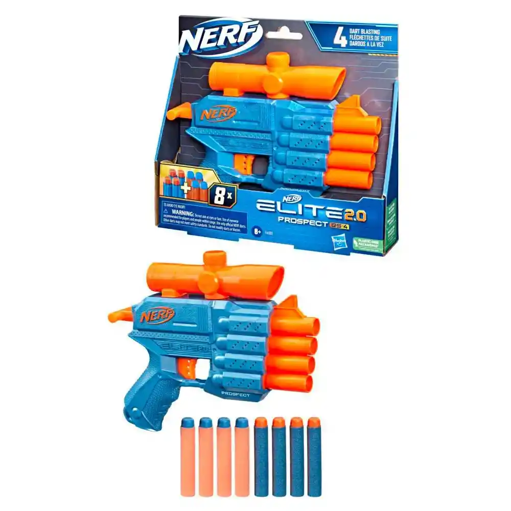 Pistola Dardos Nerf Original Elite 2.0 Prospect Qs4 X8 Dardos