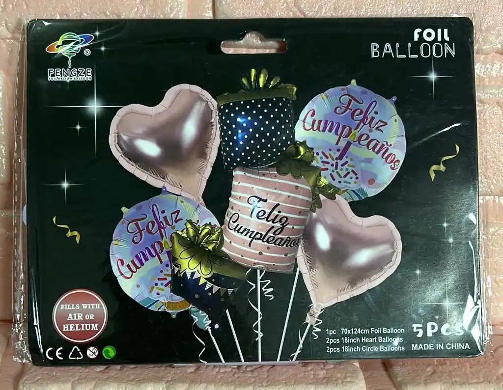 Bouquet De Globos Regalos Feliz Cumpleaños X5 Piezas