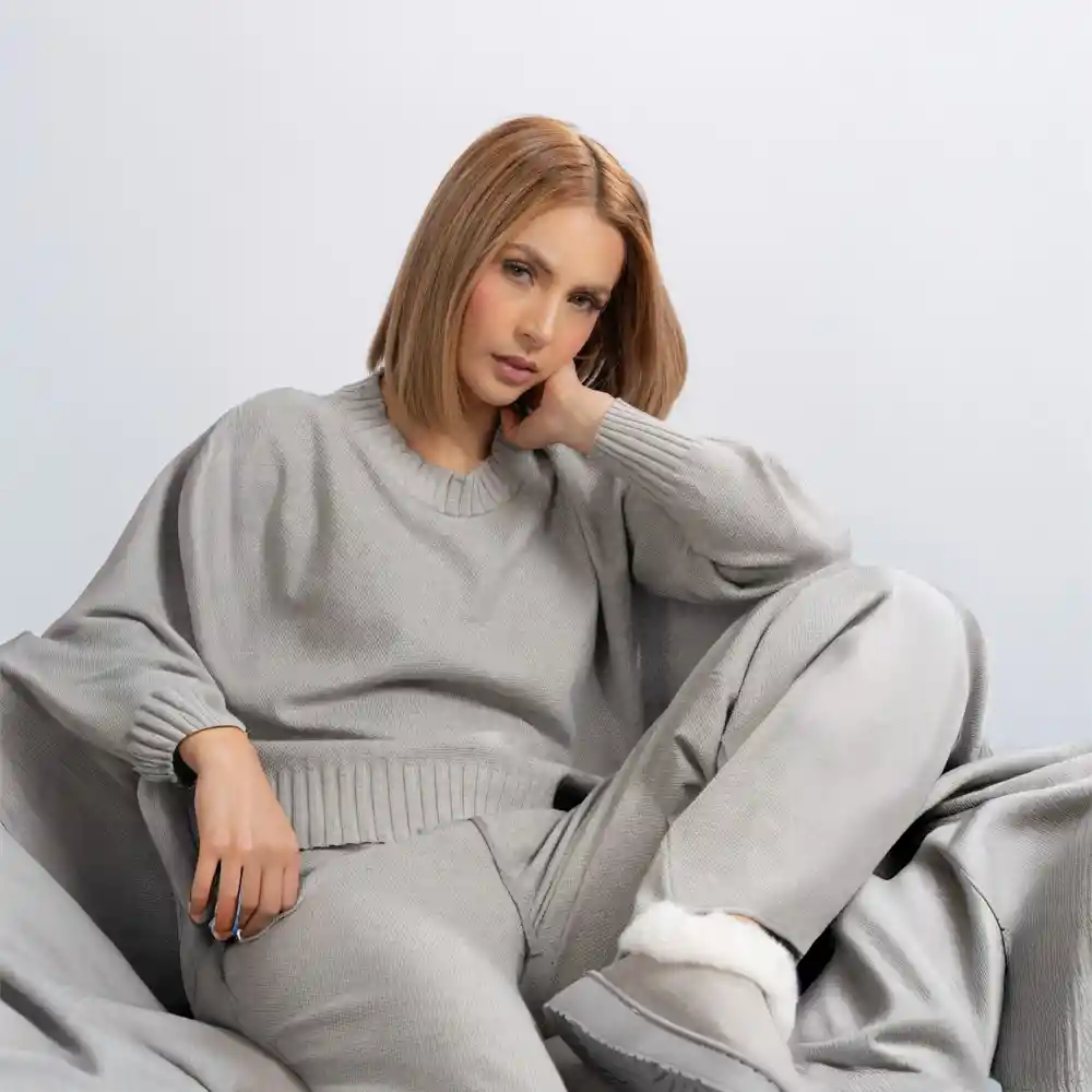Conjunto Tejido- Talla L/xl Gris