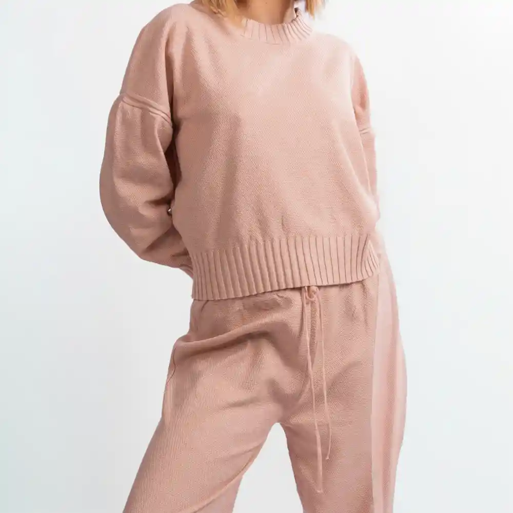 Conjunto Tejido- Talla S/m Palo Rosa