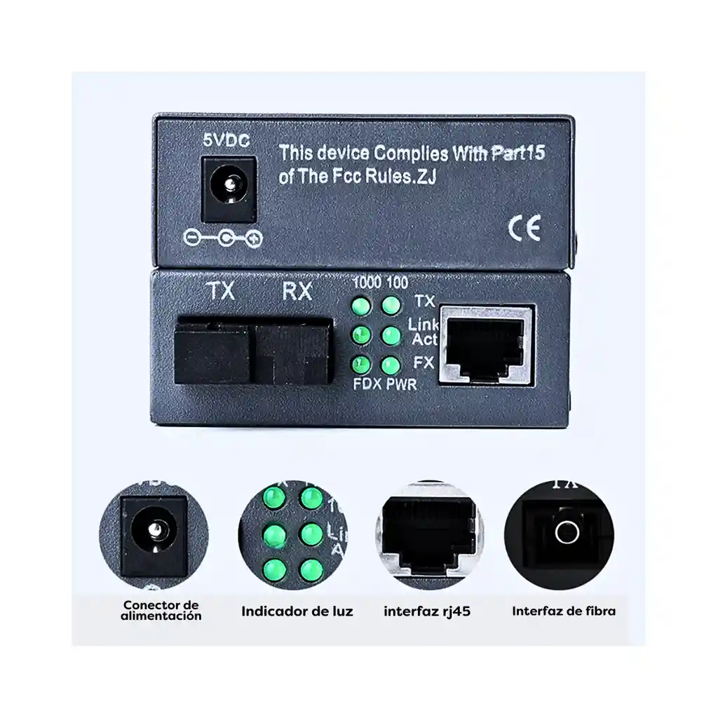 Convertidor De Medios Single-mode 10/100/1000m 20km