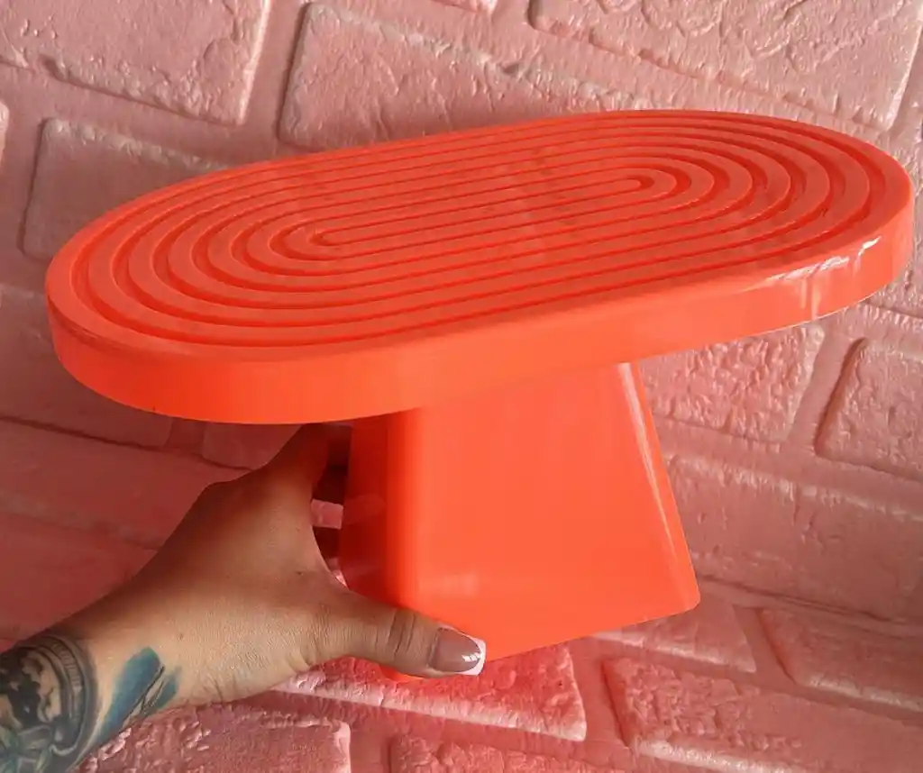 Soporte O Base Para Tortas Ovalada Naranja Neon