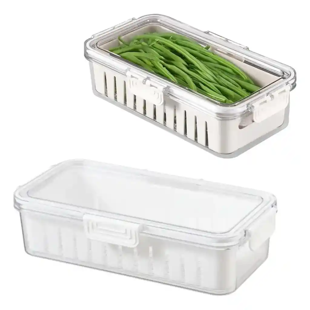 Contenedor Alimentos Nevera Organizador Con Cierre Hermético Y Filtro Escurridor 2.0 Litros