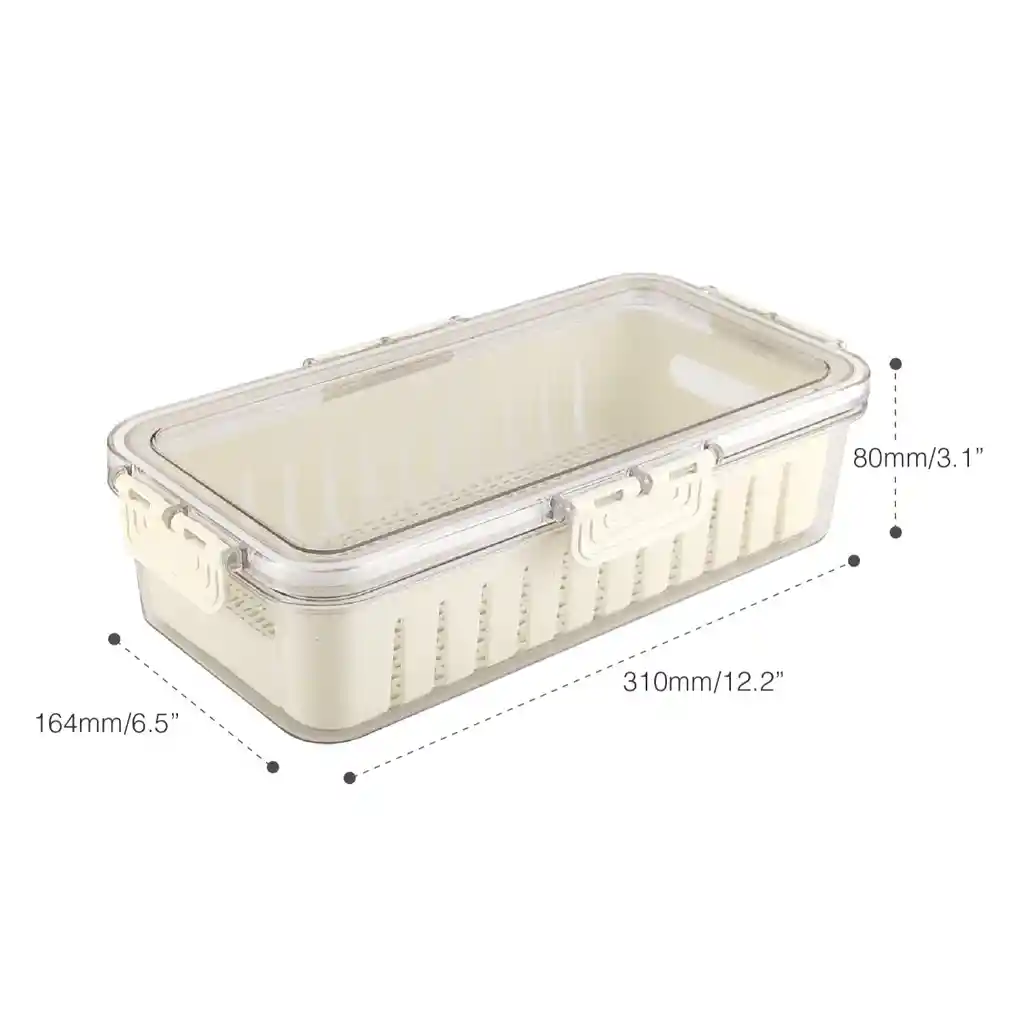 Contenedor Alimentos Nevera Organizador Con Cierre Hermético Y Filtro Escurridor 2.0 Litros