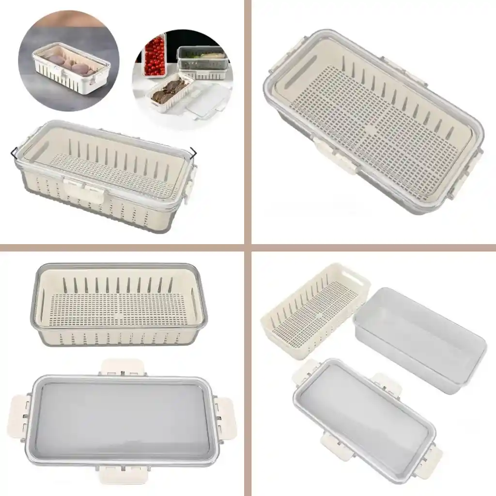 Contenedor Alimentos Nevera Organizador Con Cierre Hermético Y Filtro Escurridor 2.0 Litros