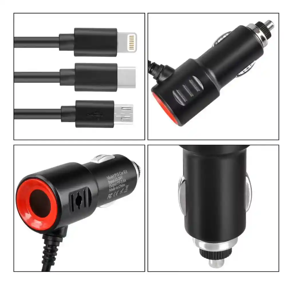 Cargador Auto Carga Rápida Cable P/ Iphone Samsung Usb C 15w