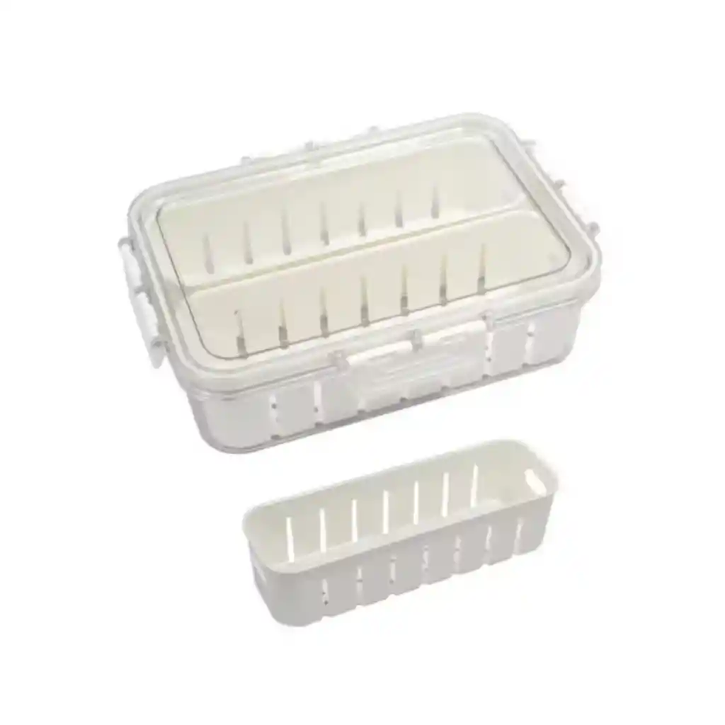 Contenedor Alimentos Nevera Organizador Con Compartimiento Doble Cierre Hermético Y Filtro Escurridor