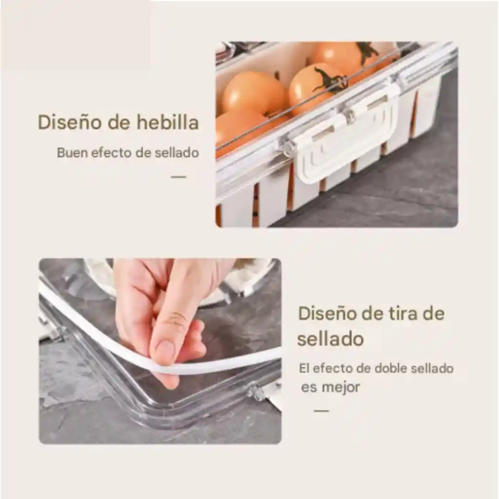 Contenedor Alimentos Nevera Organizador Con Compartimiento Doble Cierre Hermético Y Filtro Escurridor