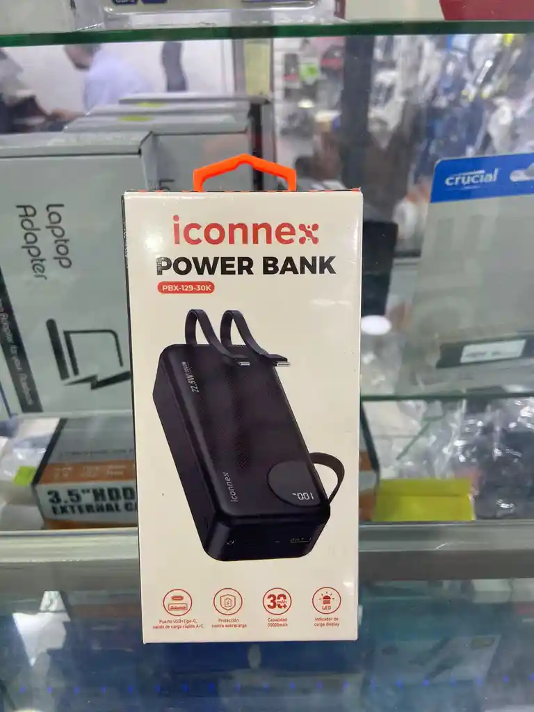 Potente Power Bank Rapido 30000mah, Ideal Para Viajes Y Oficina, Con Puertos Usb-a Y Usb-c, Display Led E Incluye Cables De Carga Rápida