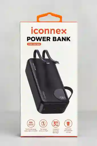 Potente Power Bank Rapido 30000mah, Ideal Para Viajes Y Oficina, Con Puertos Usb-a Y Usb-c, Display Led E Incluye Cables De Carga Rápida