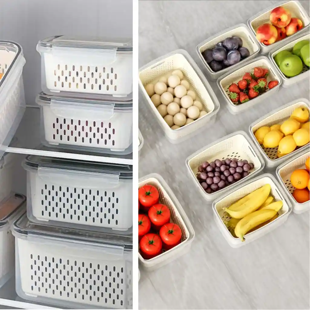 Contenedor Alimentos Nevera Organizador Hermético Y Filtro Escurridor 4.2 Lts