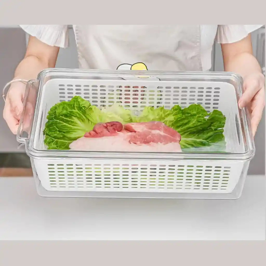 Contenedor Alimentos Nevera Organizador Hermético Y Filtro Escurridor 4.2 Lts
