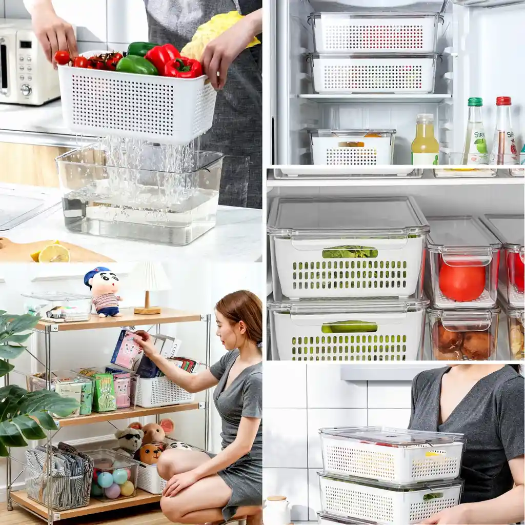 Contenedor Alimentos Nevera Organizador Hermético Y Filtro Escurridor 4.2 Lts