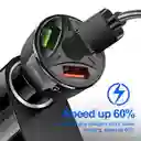 Cargador De Auto Carro 3 Puertos Usb Carga Rapida 55w Negro