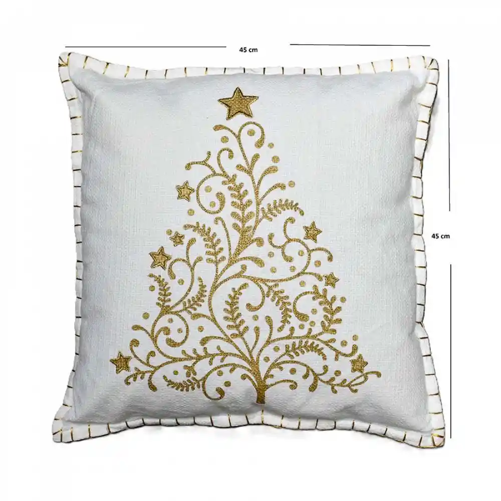 Cojin Expressions Arbol Navidad 45x45cm Blanco Algodon