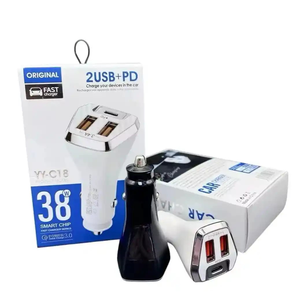 Cargador De Auto Carro 3 Puertos Usb Carga Rapida 38w