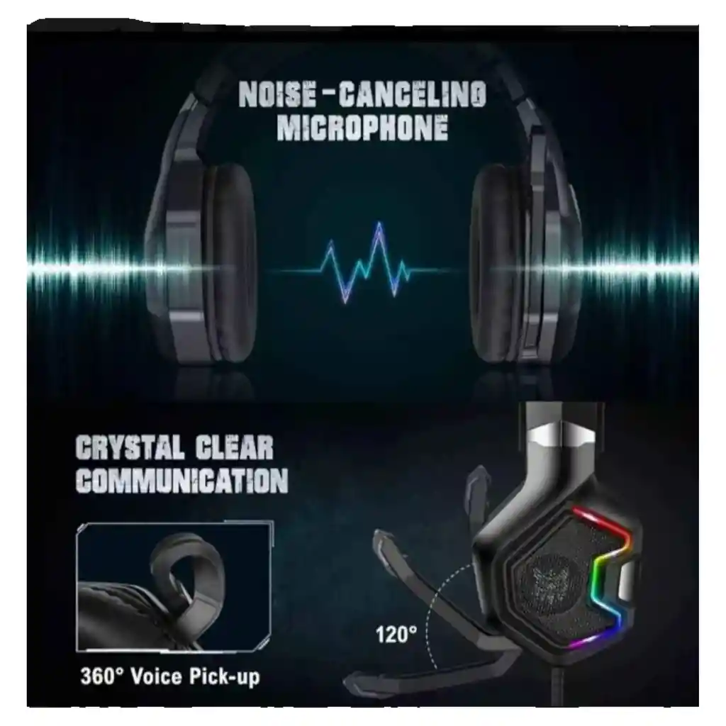 Diadema Auriculares Para Videojuegos Onikuma K10 Pro Luz Led