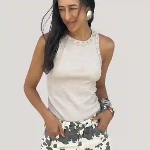 Camiseta Basica Rib Apliques Arena M