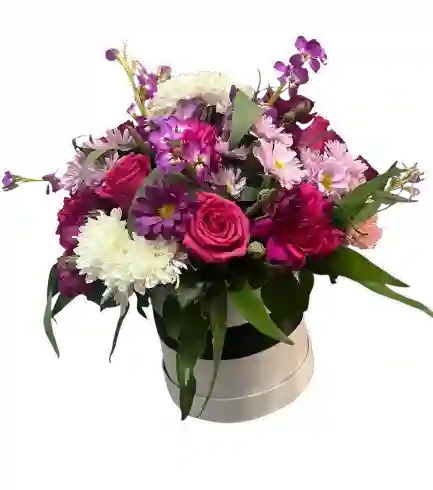 Caja Premium Con Rosas Y Crisantemos