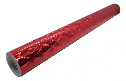 Papel De Regalo Metalizado Hologramico X 5 Pliegos Rojo Navidad