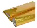 Papel De Regalo Metalizado Hologramico X 5 Pliegos Dorado Navidad