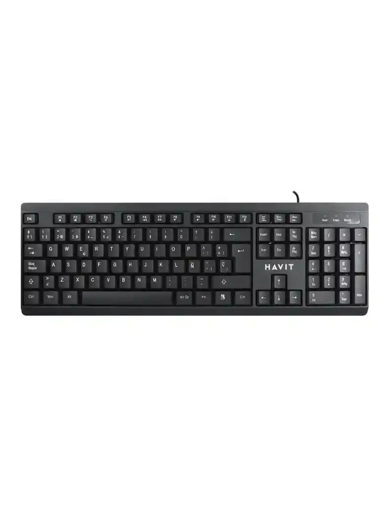 Teclado De Escritorio Usb Havit Kb376-sp Negro, 104 Teclas En Español.